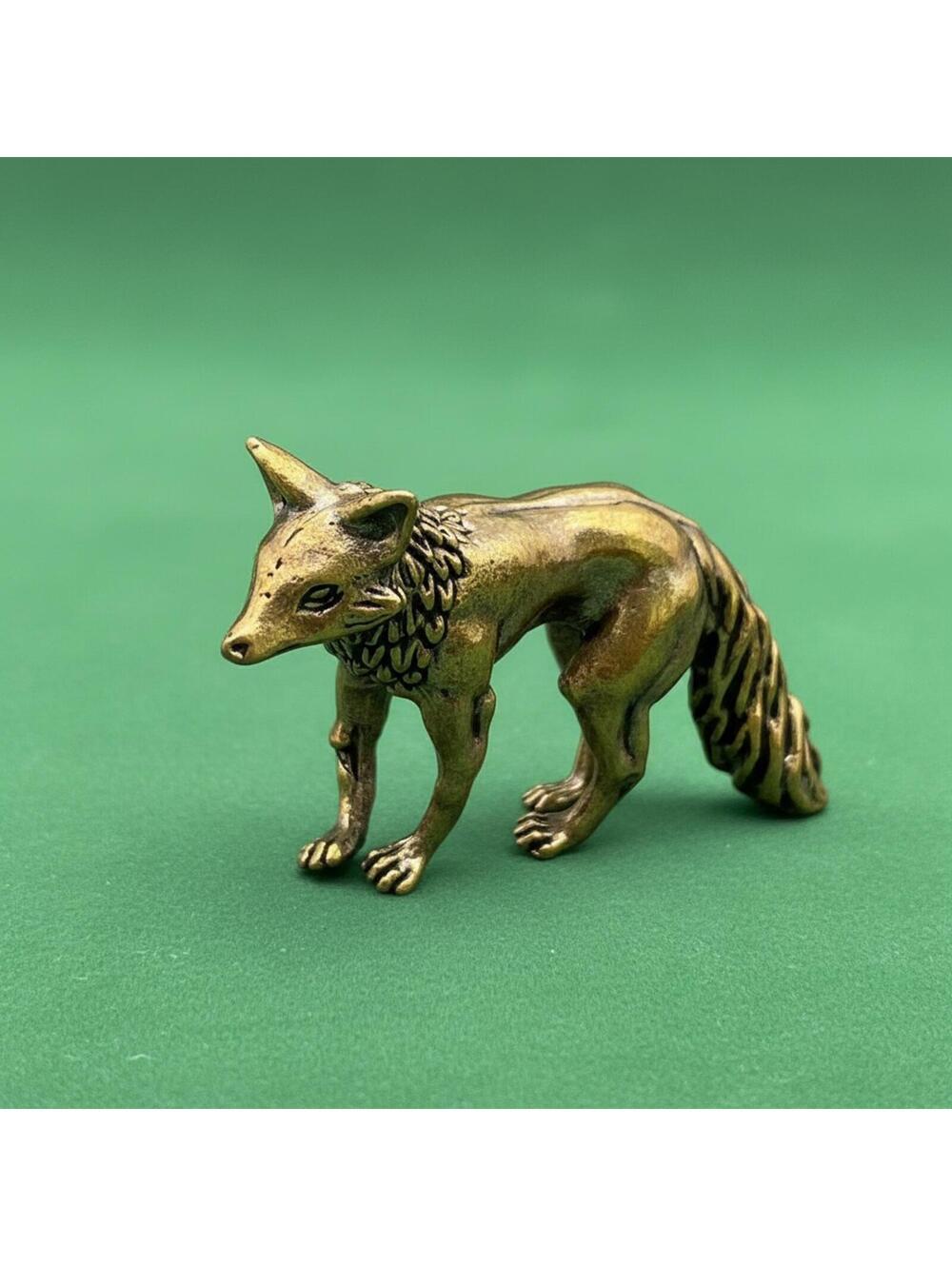 Vintage Brass Fox Figurine Sculpture